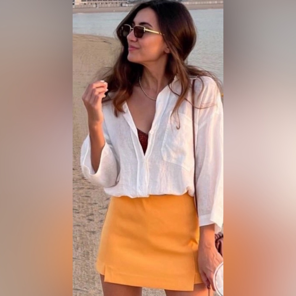 Zara Asymmetrical Skort in Orange - Picture 12 of 13